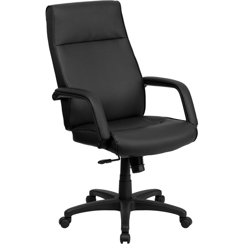 High Back Black LeatherSoft Executive Swivel Ergonomic Office Chair with Memory Foam Padding and Arms. Picture 1