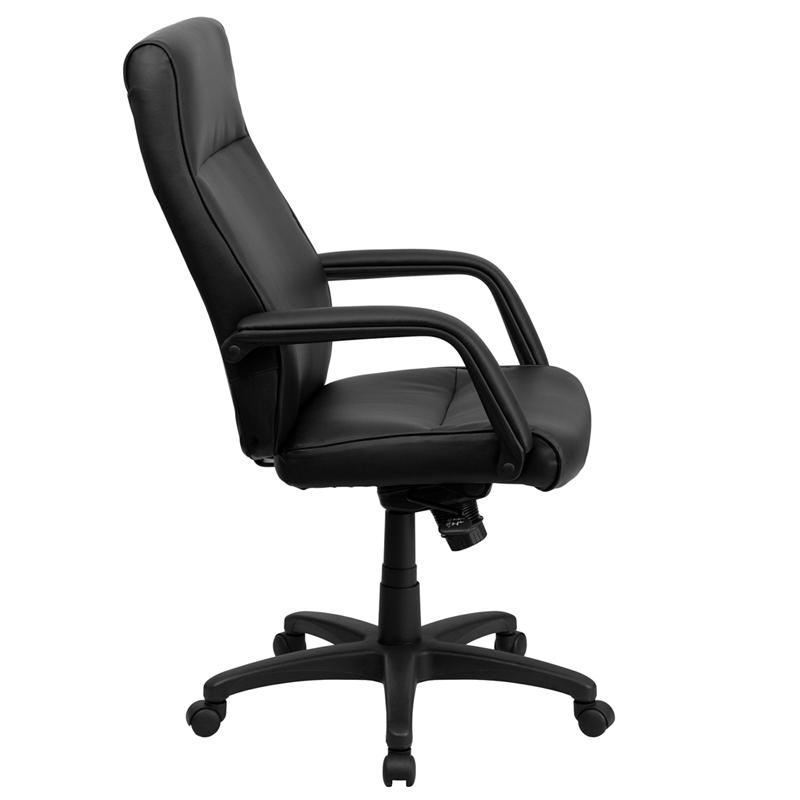 High Back Black LeatherSoft Executive Swivel Ergonomic Office Chair with Memory Foam Padding and Arms. Picture 2