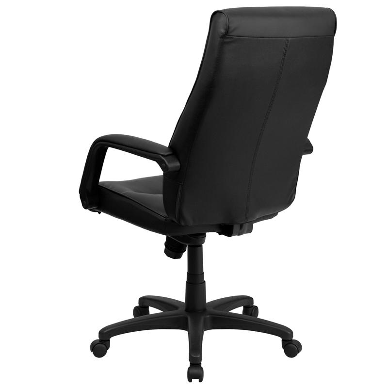 High Back Black LeatherSoft Executive Swivel Ergonomic Office Chair with Memory Foam Padding and Arms. Picture 3