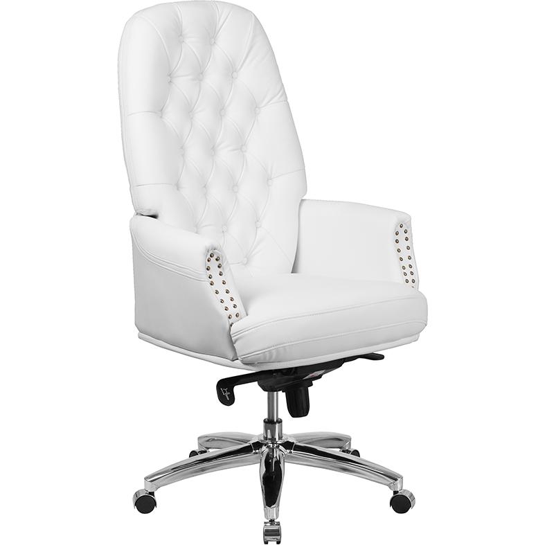 High Back White Multifunction Executive Swivel Ergonomic Office Chair with Arms. Picture 1