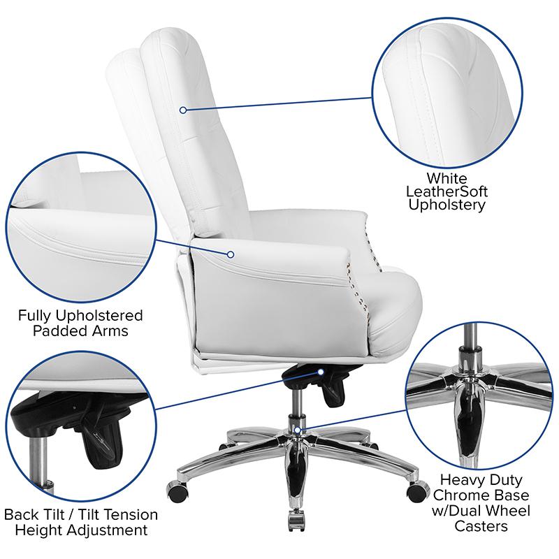 High Back White Multifunction Executive Swivel Ergonomic Office Chair with Arms. Picture 5