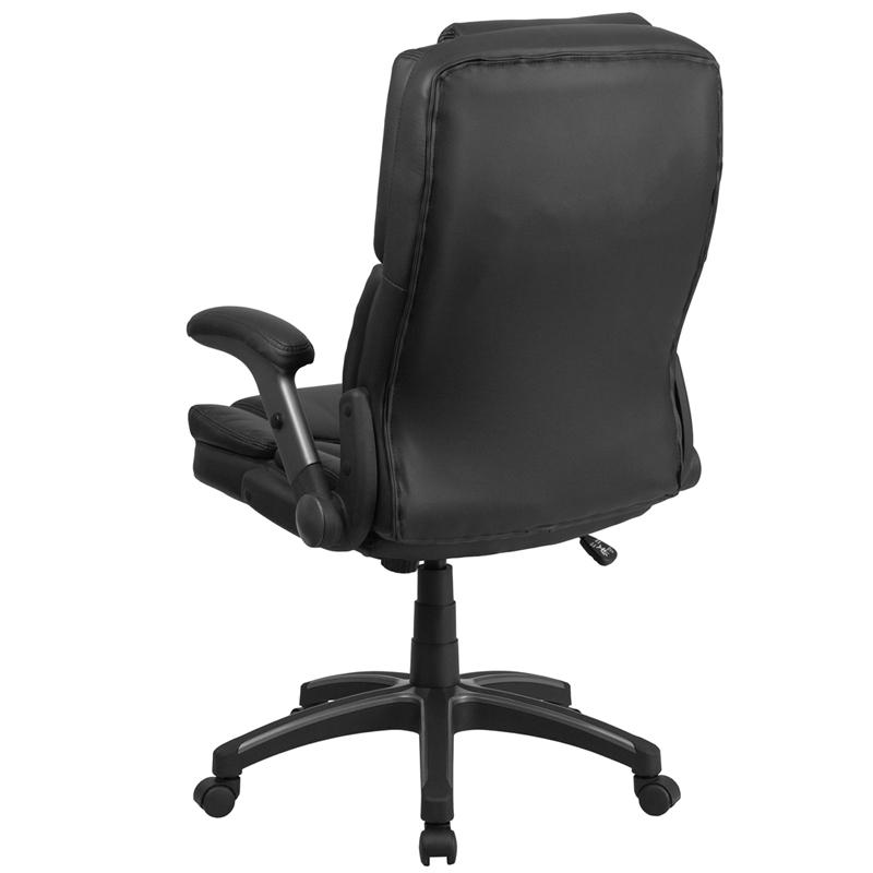 Extreme Comfort High Back Black LeatherSoft Executive Swivel Ergonomic Office Chair with Flip-Up Arms. Picture 3
