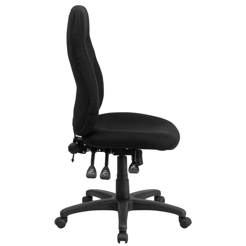 High Back Black Fabric Multifunction Swivel Ergonomic Task Office Chair. Picture 2