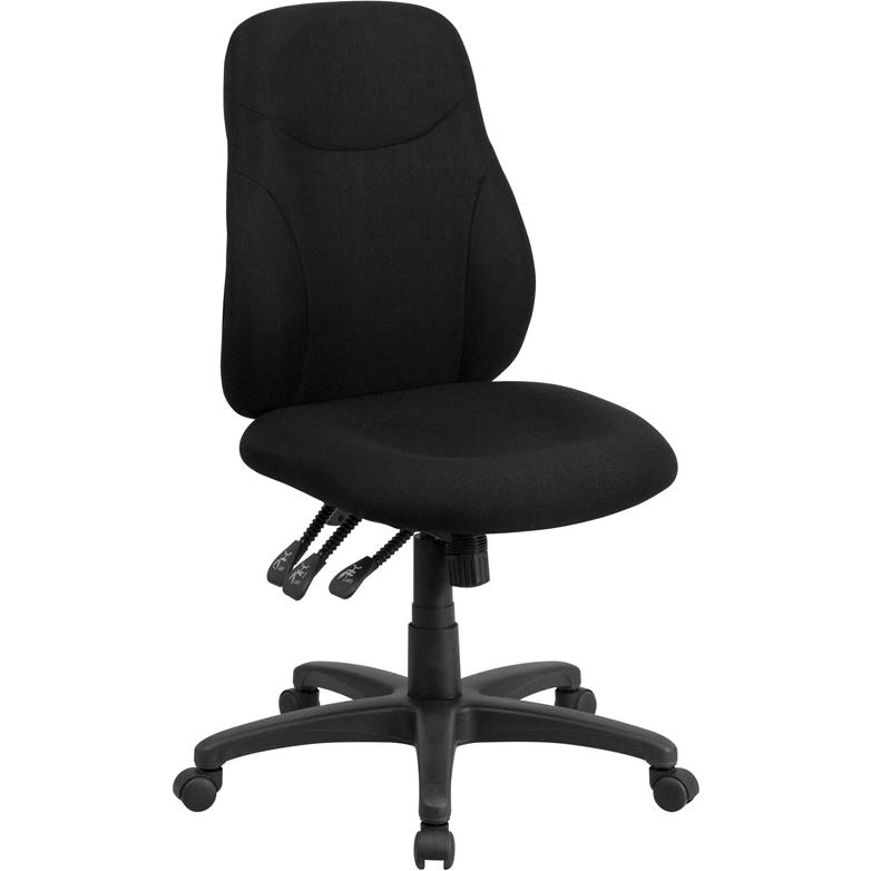 Mid-Back Black, Fabric Multifunction Swivel Ergonomic Task Office Chair. Picture 1