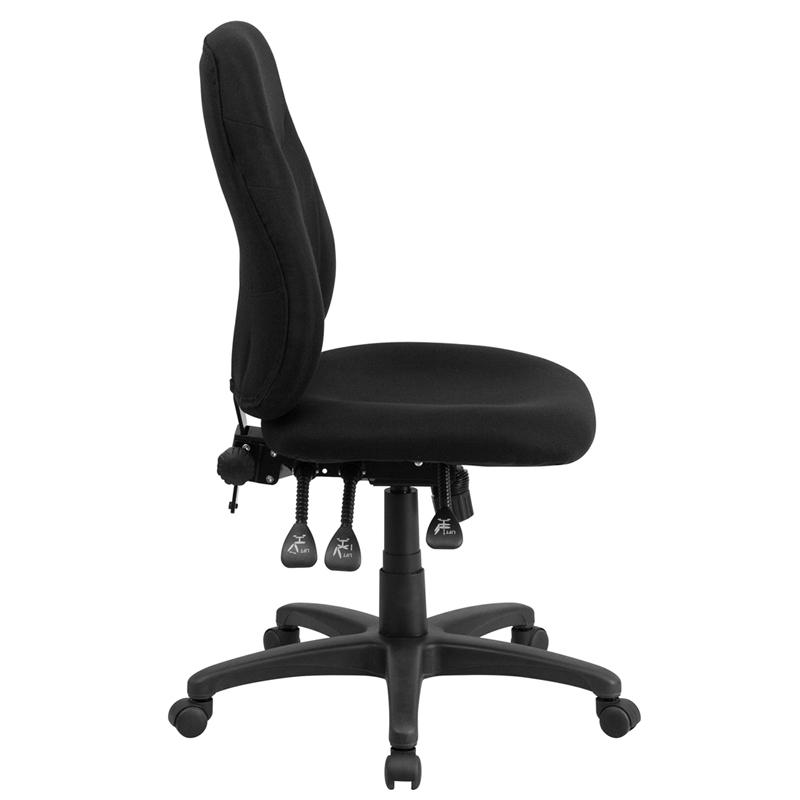 Mid-Back Black, Fabric Multifunction Swivel Ergonomic Task Office Chair. Picture 2