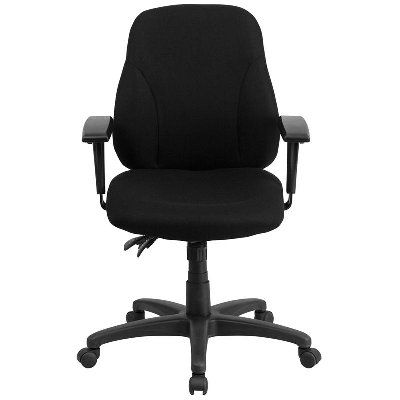 Mid-Back Black- Fabric Multifunction Swivel Ergonomic Task Office Chair with Adjustable Arms. Picture 4