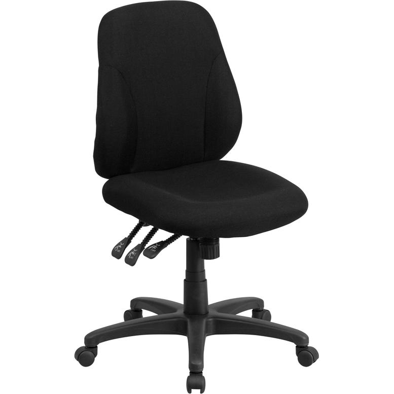 Mid-Back Black Fabric Multifunction Swivel Ergonomic Task Office Chair. The main picture.