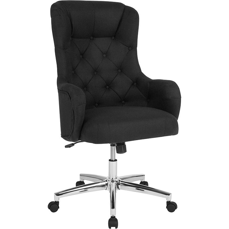 Chambord Home and Office Upholstered High Back Chair in Black Fabric. The main picture.