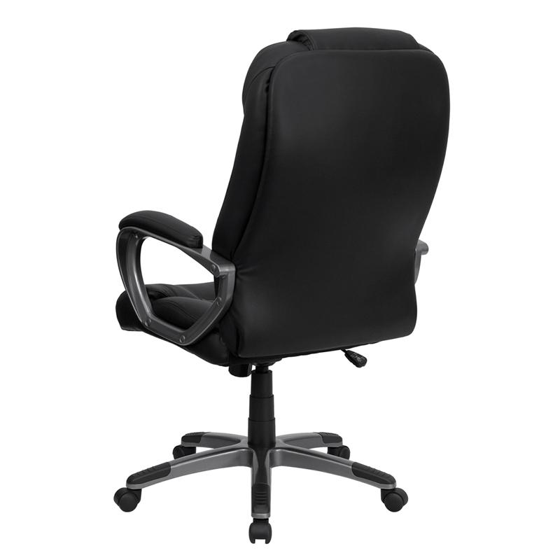 High Back Black LeatherSoft Executive Swivel Office Chair with Titanium Nylon Base and Arms. Picture 3