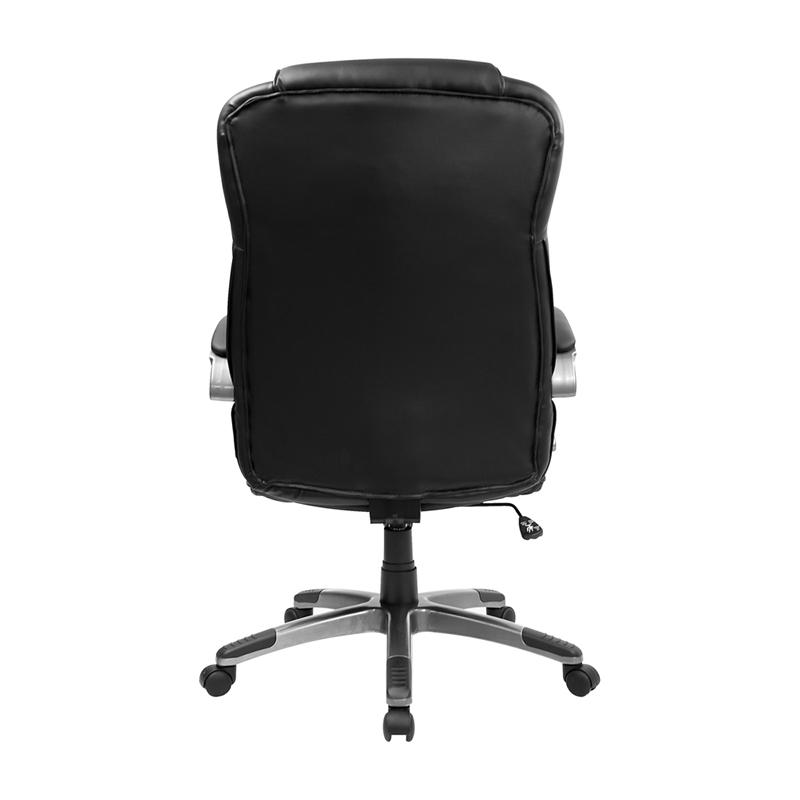 High Back Black LeatherSoft Executive Swivel Office Chair with Titanium Nylon Base and Loop Arms. Picture 3