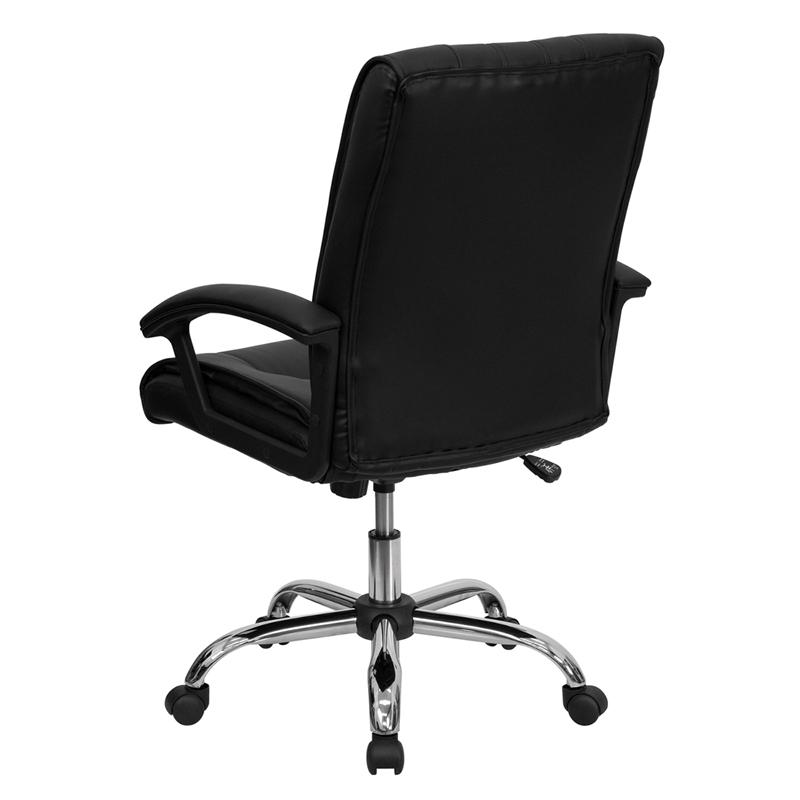 Mid-Back Black LeatherSoft Swivel Manager's Office Chair with Arms. Picture 3