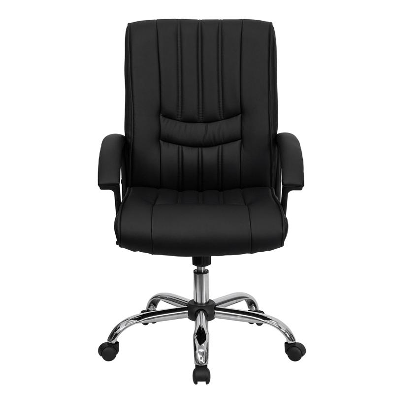 Mid-Back Black LeatherSoft Swivel Manager's Office Chair with Arms. Picture 4