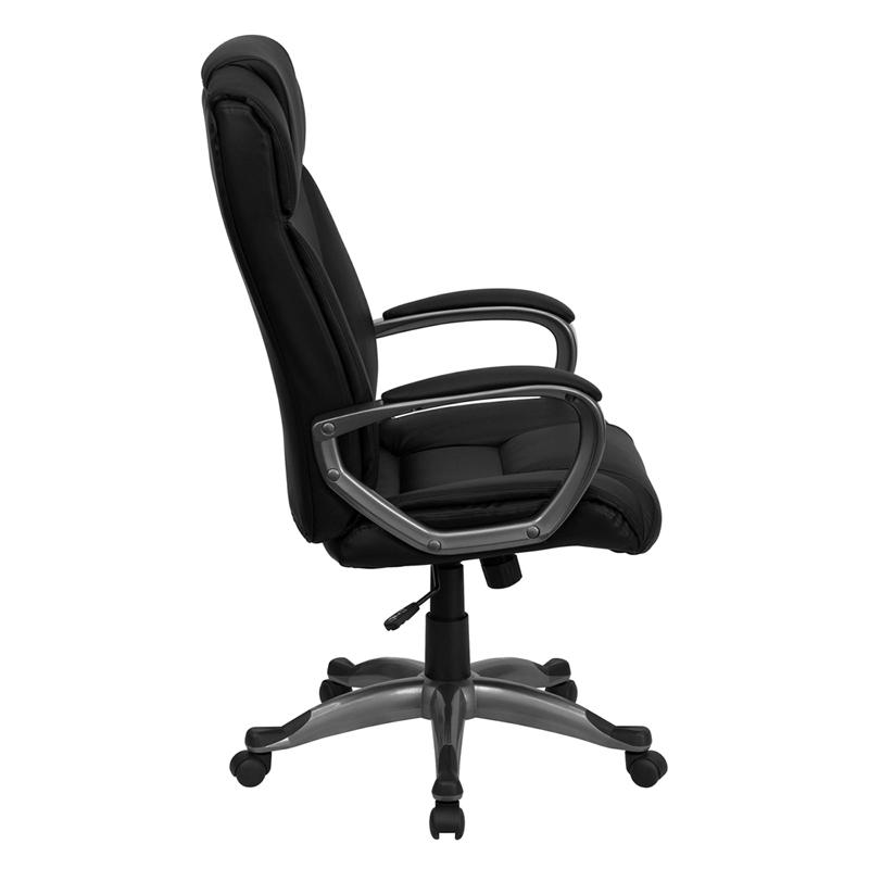 High Back Black LeatherSoft Executive Swivel Office Chair with Arms. Picture 2