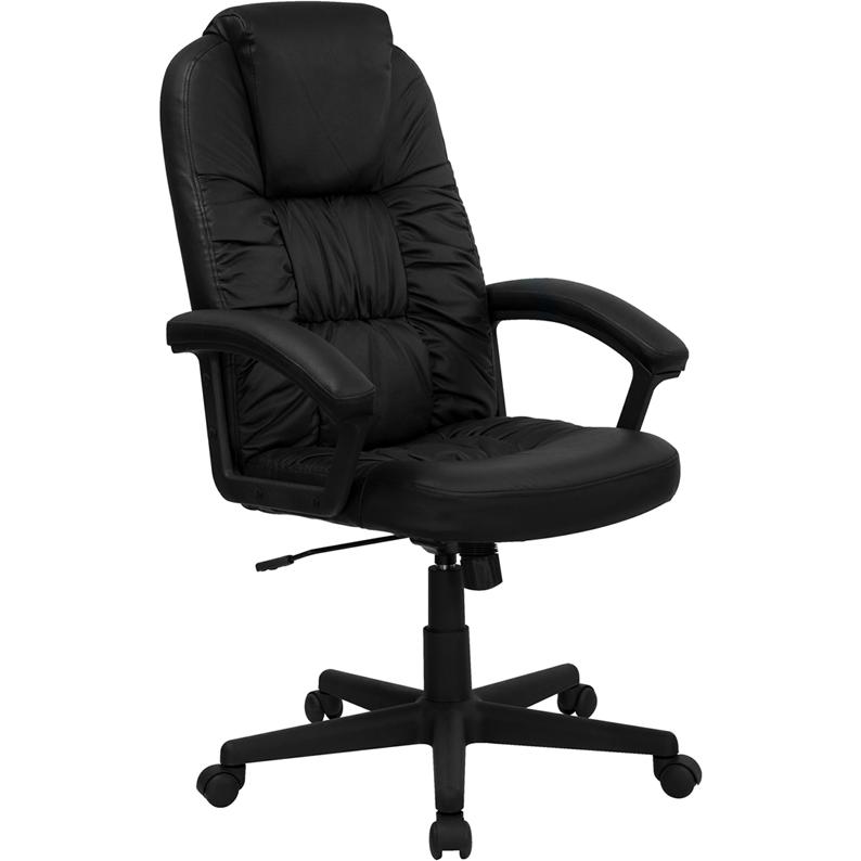 High Back Black LeatherSoft Executive Swivel Office Chair w/ Arms. Picture 1