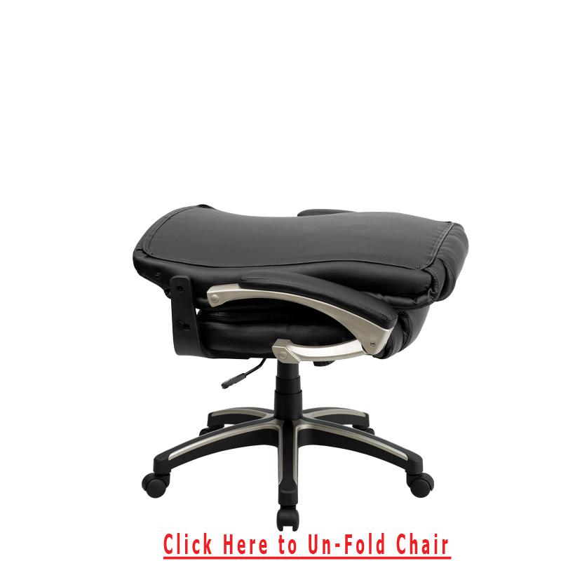 High Back Folding Black LeatherSoft Executive Swivel Office Chair with Arms. Picture 5