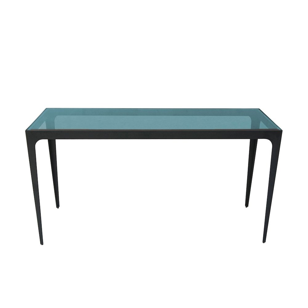 Dynasty Side Table Ocean Blue Glass top. Picture 1