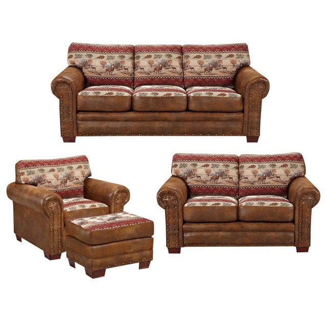 Valley - 4 Piece Set, Brown/Red. Picture 1