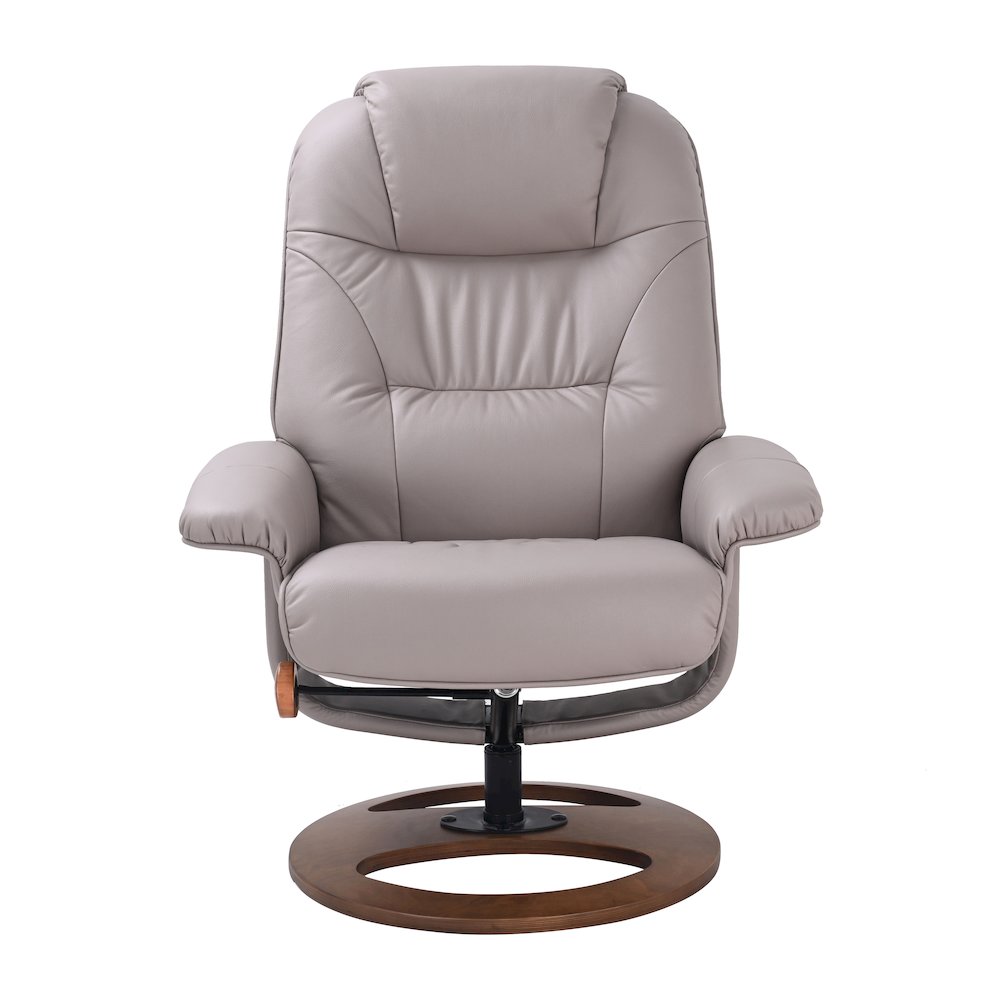 Scandinavian / European-styled recliner and ottoman in Pebble. Picture 2
