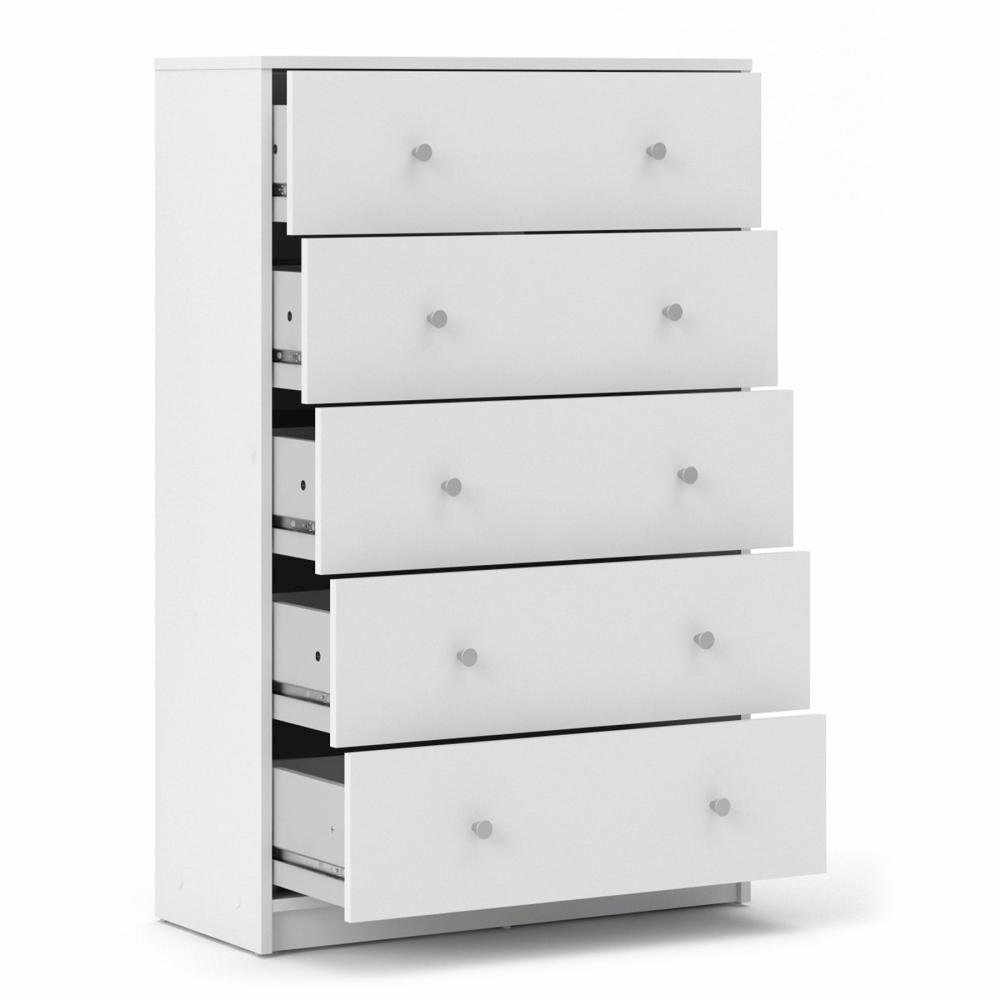 Portland 5 Drawer Chest, White. Picture 3
