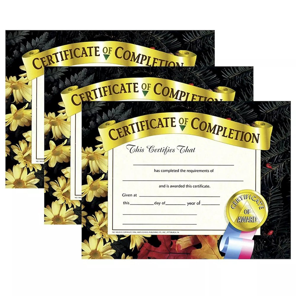 Certificate of Completion, 8.5" x 11", 30 Per Pack, 3 Packs. Picture 1