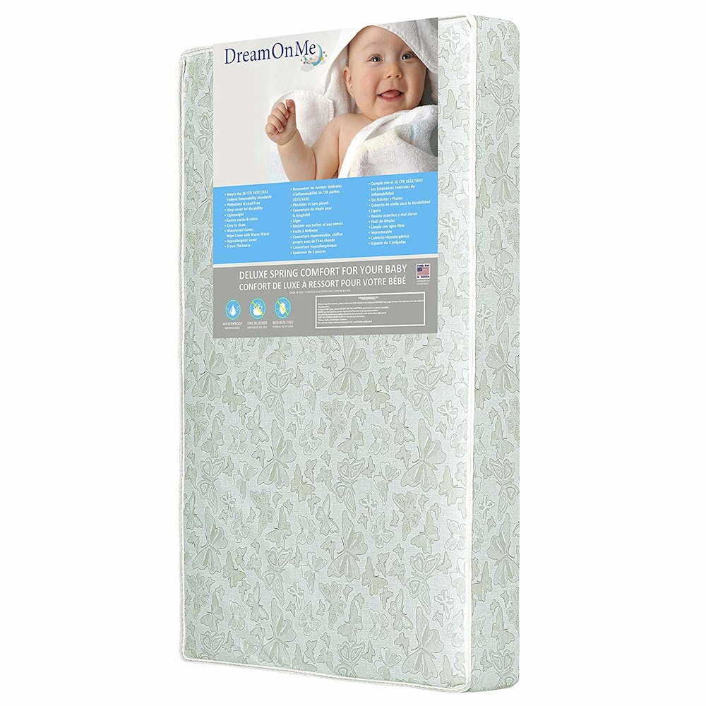Dream On Me Little  Butterflies 6 Inch 2 in 1 Foam Core Crib and Toddler Bed Mattress. Picture 1