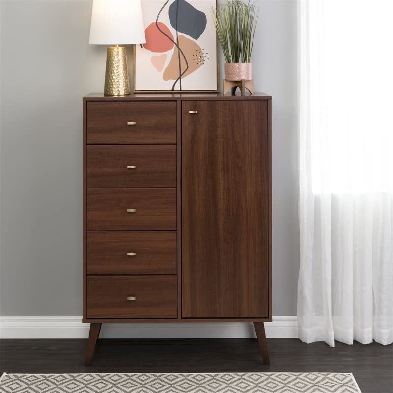 Milo 5-drawer Chest with Door, Cherry. Picture 3