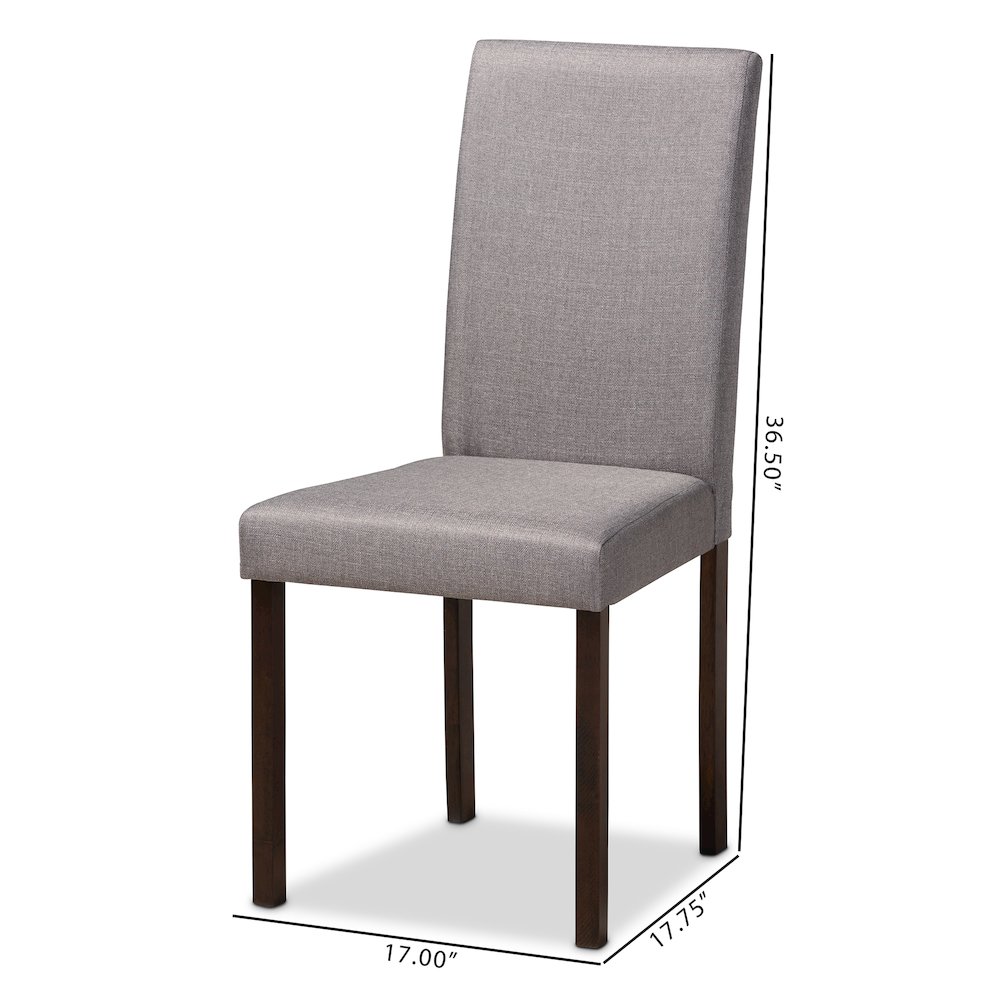 Andrew Contemporary Espresso Wood Grey Fabric Dining Chair. Picture 4