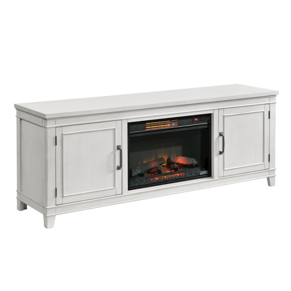 Martin Svensson Home Del Mar 70" TV Stand with Electric Fireplace, White. Picture 2