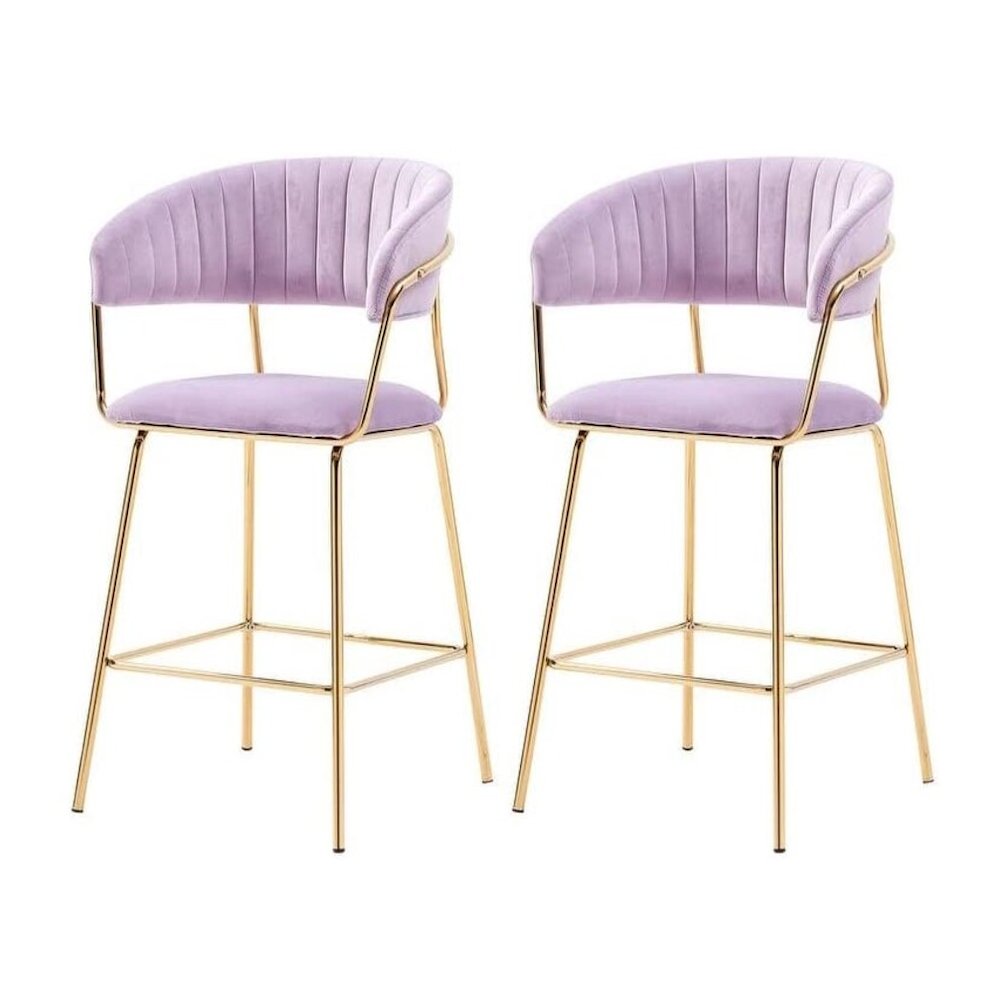 Best Master Furniture Bellai 24" Velvet Counter Stool in Pink (Set of 2). Picture 1