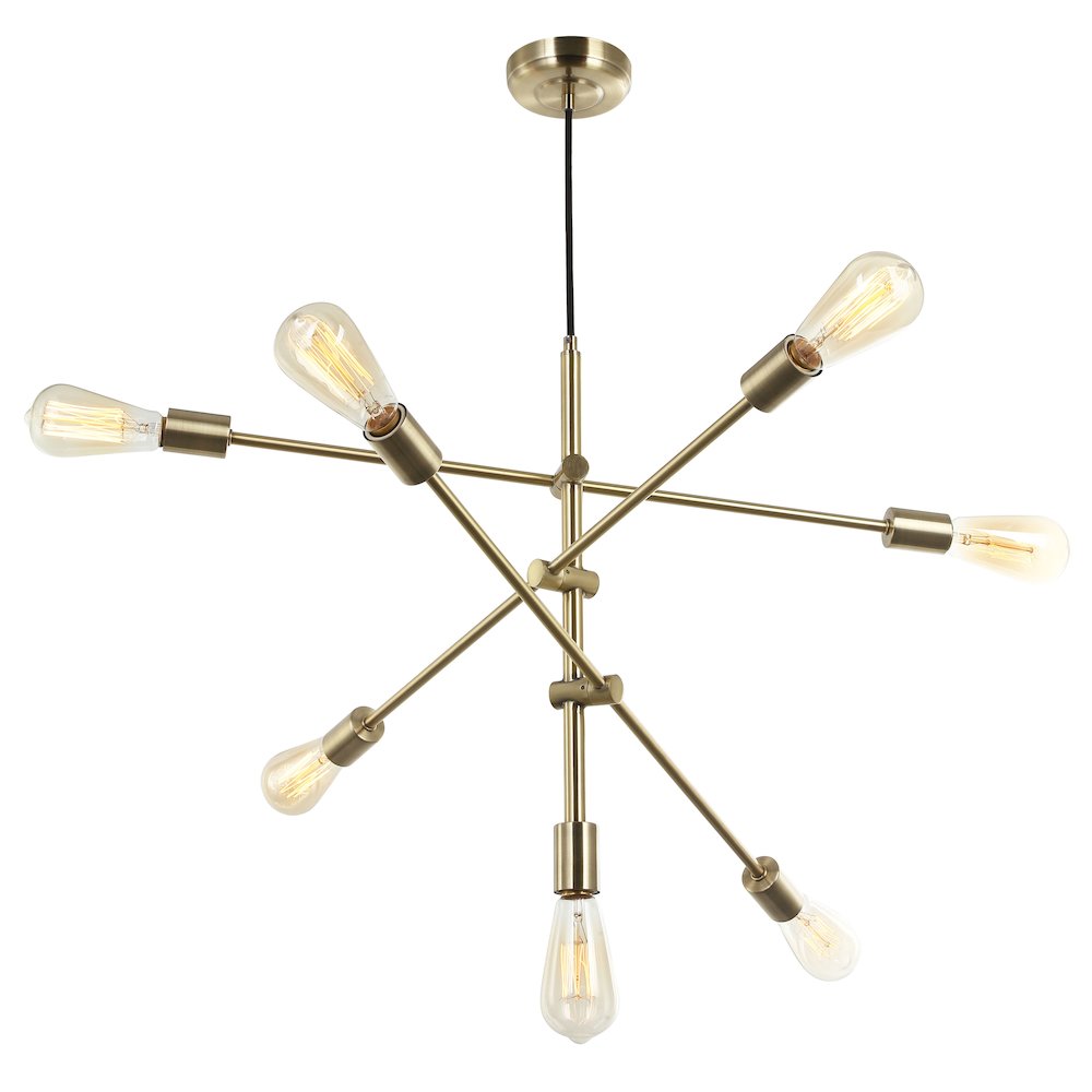7 Light Incandescent Adjustable Pendant Aged Brass Finish. The main picture.