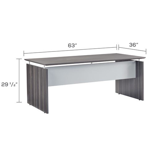 63" Rectangle Straight Desk, Gray Steel. Picture 2