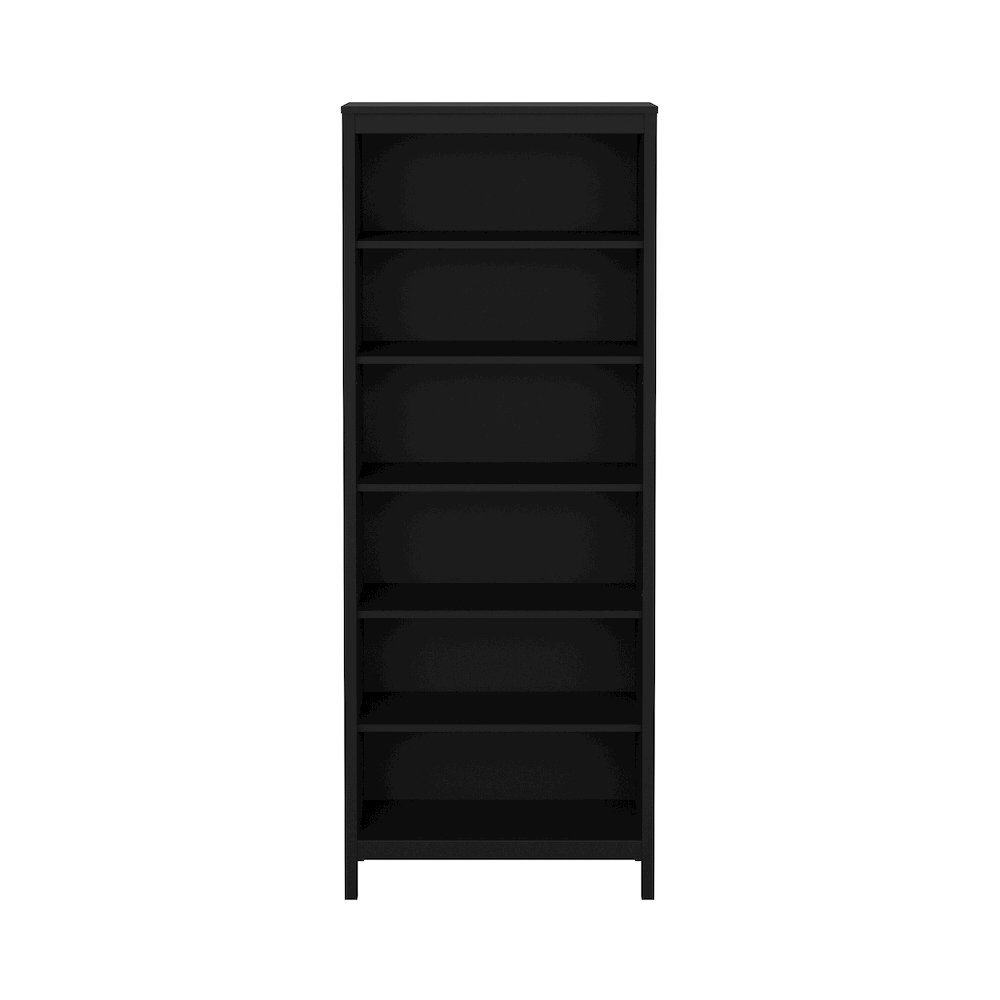 Adjustable 6 Shelf Bookcase, Open Storage Home Office Bookshelf, Black Matte. Picture 1
