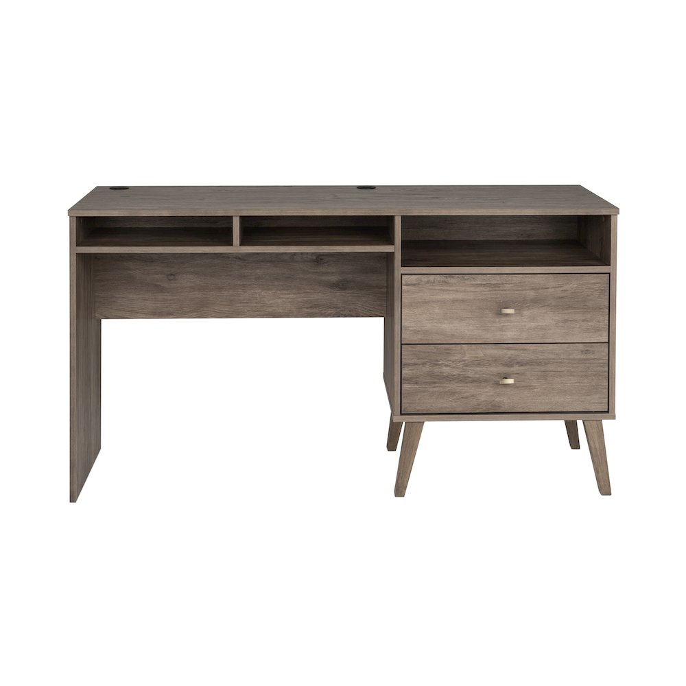 Milo Desk with Side Storage and 2 Drawers, Drifted Gray. Picture 2