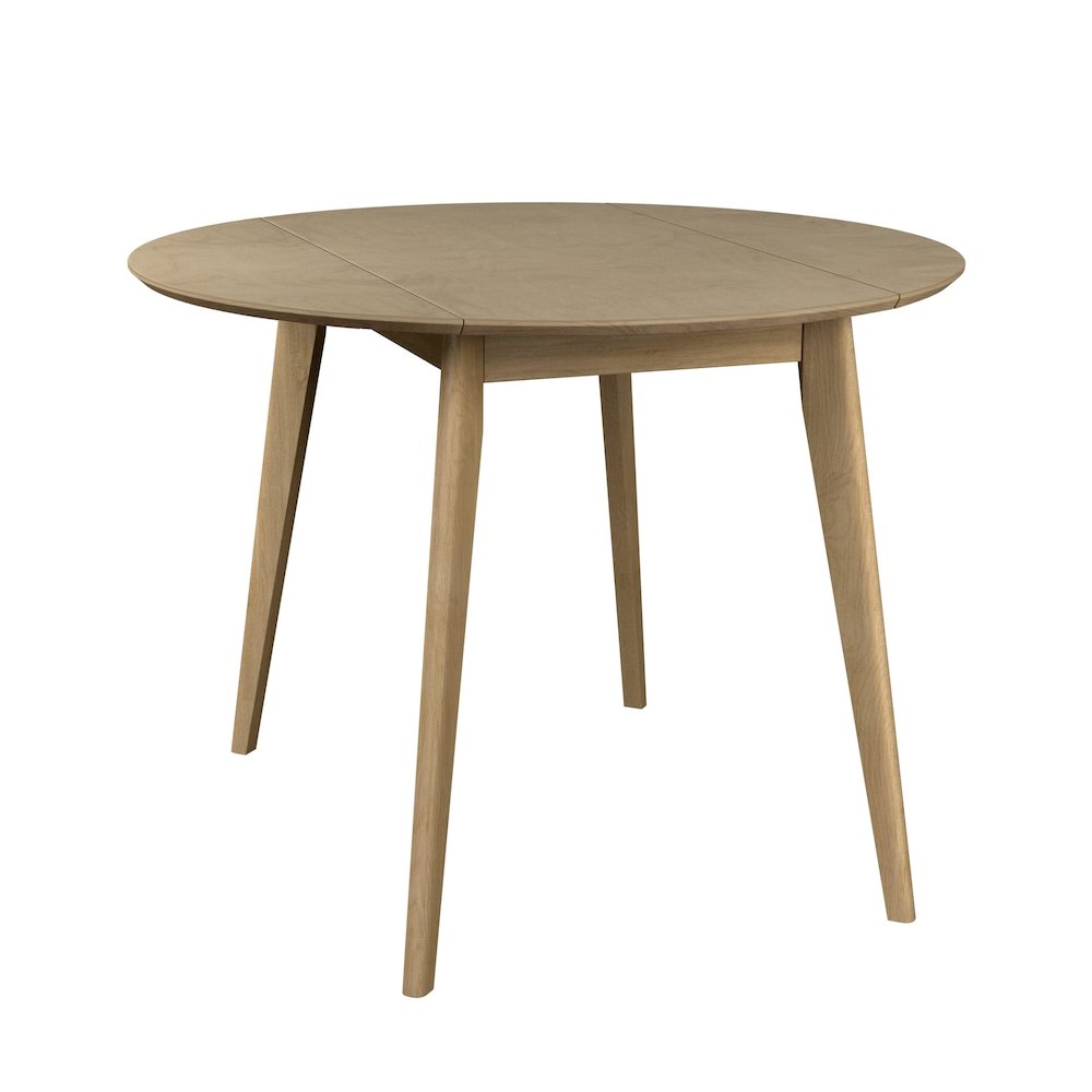 Orion 40 inch Drop Leaf Round Table - Birch Solid Wood. Picture 1