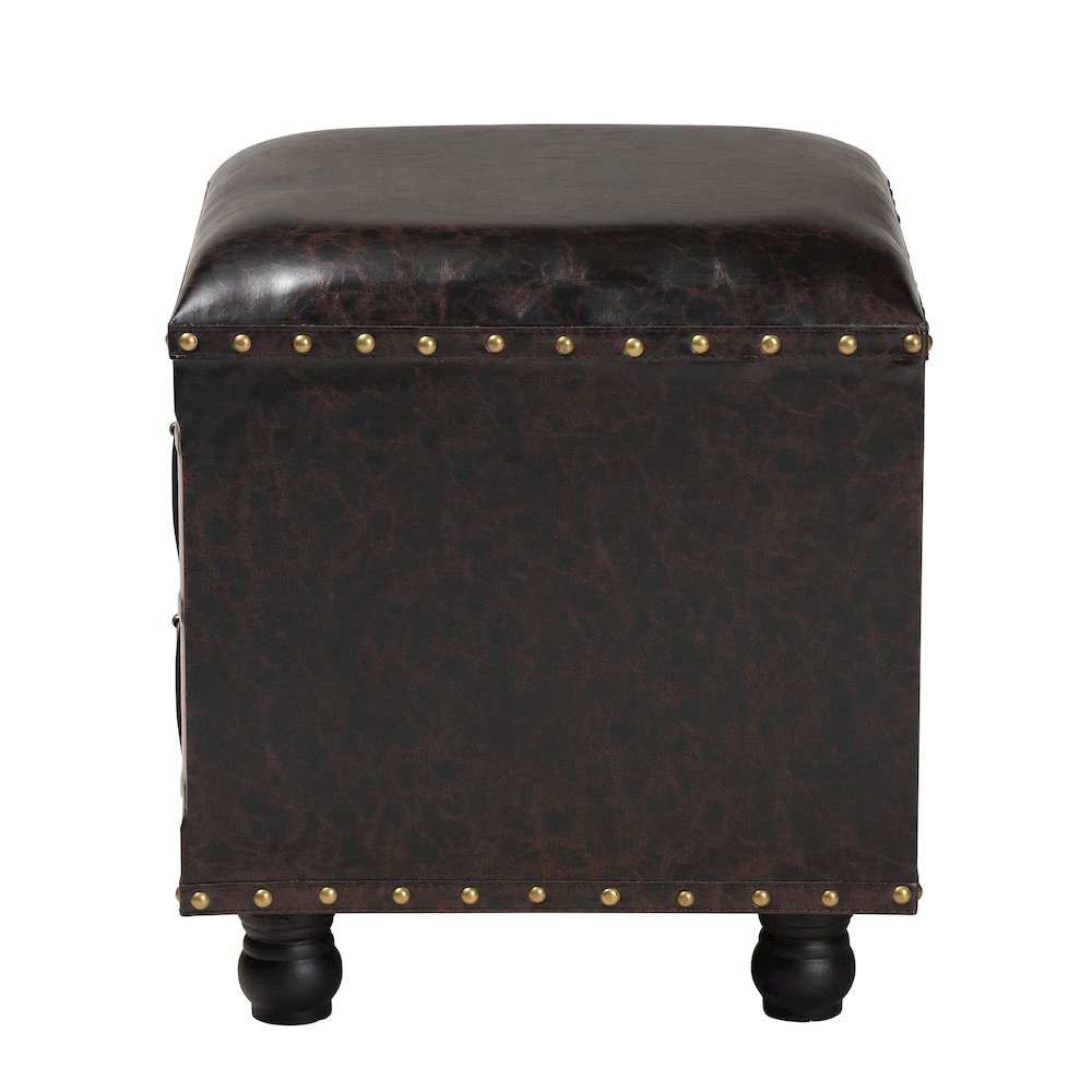 Leather Upholstered Wood Storage Ottoman. Picture 9