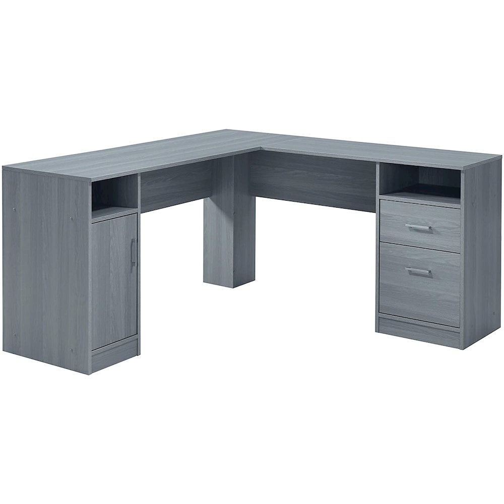Techni Mobili Functional L-Shape Desk with Storage, Grey. The main picture.
