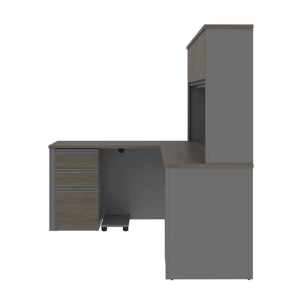 Prestige + L-shaped workstation including two pedestals in Bark Gray & Slate. Picture 3