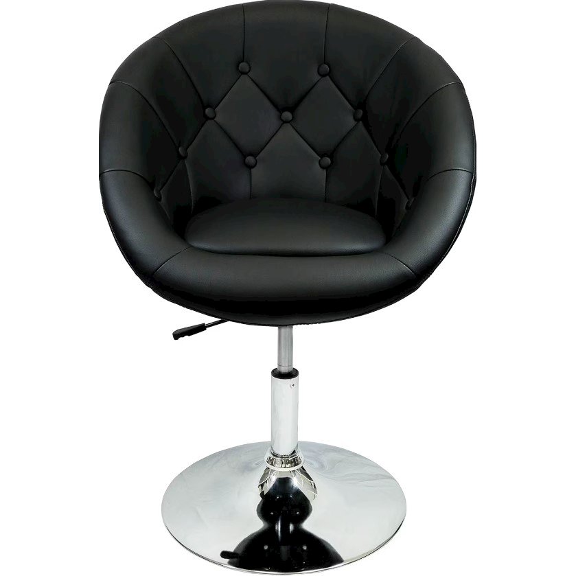 Rounded Faux Leather PU Height Adjustable Leisure Swivel Bar Stool - Black. Picture 2