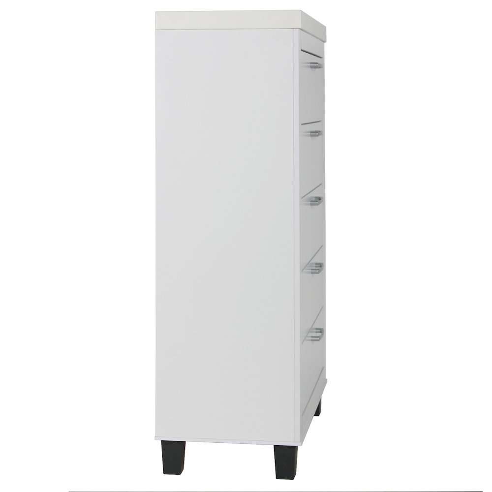 Better Home Products Elegant 5 Drawer Chest of Drawers for Bedroom in White. Picture 3