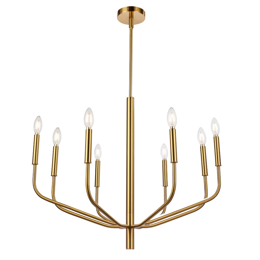 8 Light Chandelier, Aged Brass. Picture 1