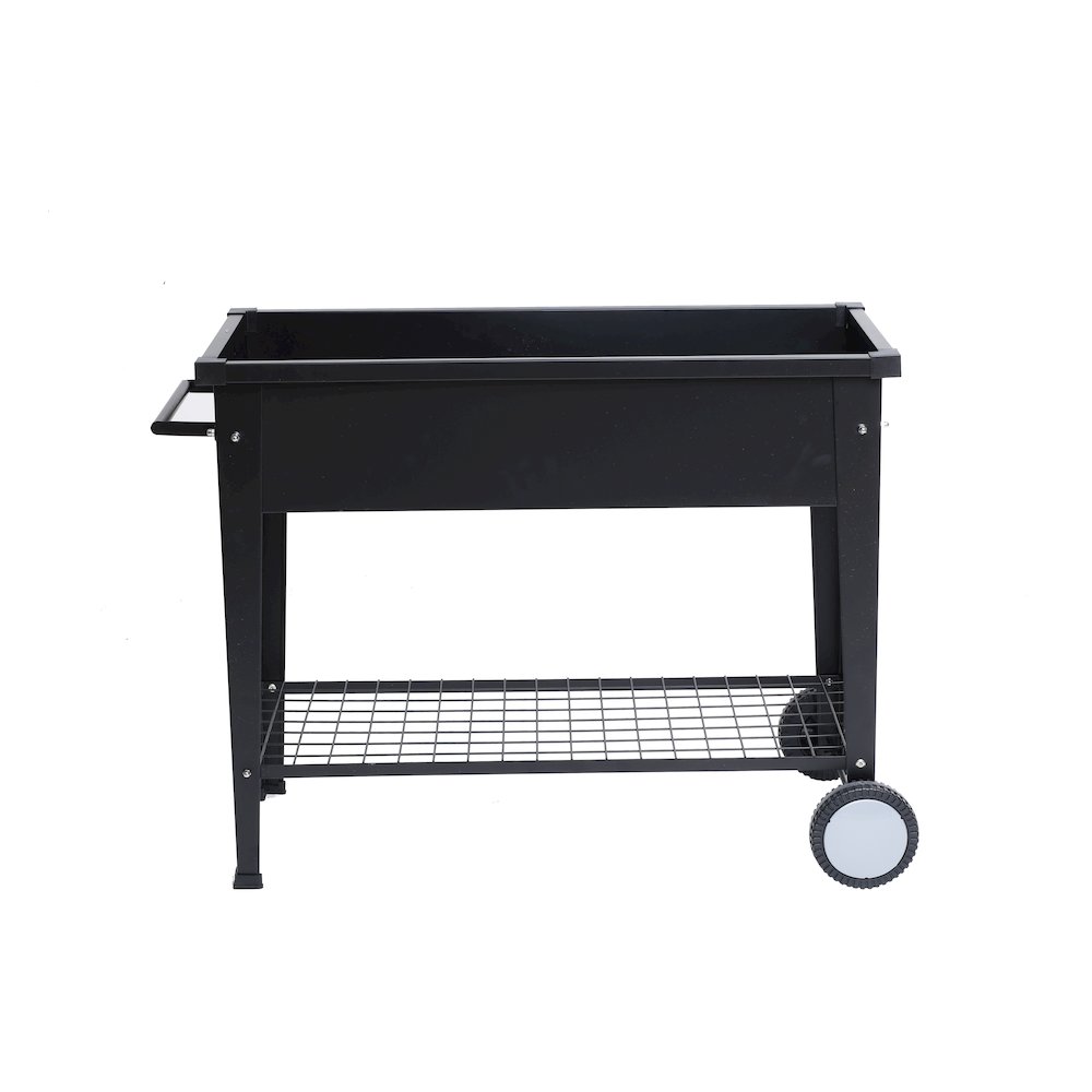 Black Mobile Metal Raised Garden Bed Planter Cart with Legs. Picture 2
