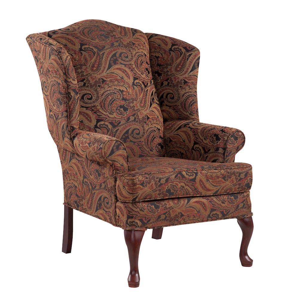 Paisley Cranberry Wing Back Chair. Picture 1