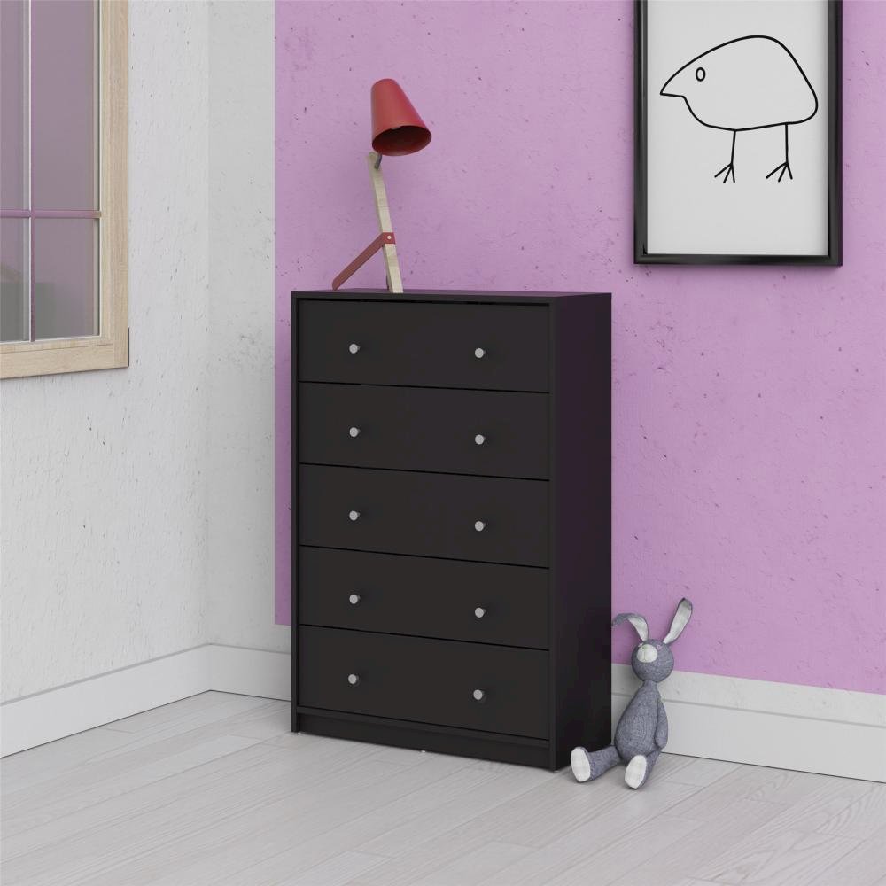 Portland 5 Drawer Chest, Black. Picture 4