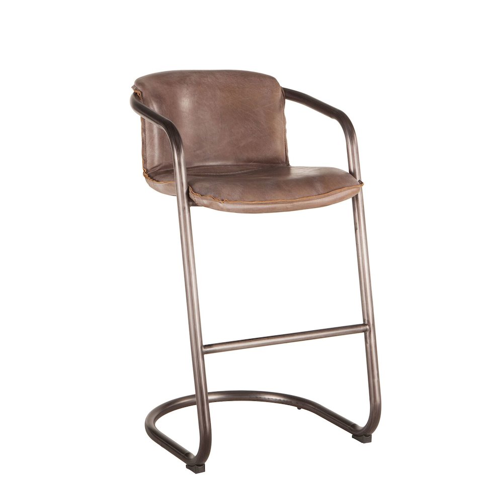 Chiavari Distressed Jet Brown Leather Bar Chairs, Set of 2. Picture 5