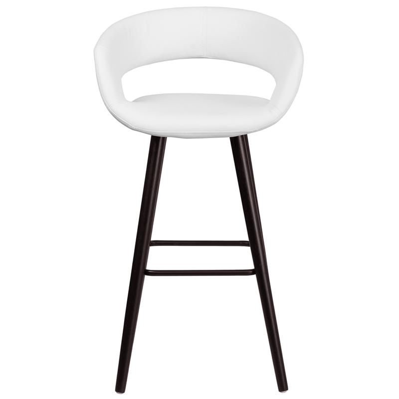Brynn Series 29'' High Contemporary Cappuccino Wood Barstool in White Vinyl. Picture 4