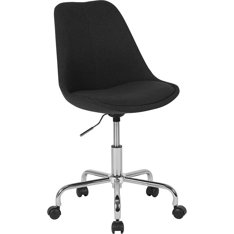 Aurora Series Mid-Back Black Fabric Task Office Chair with Pneumatic Lift and Chrome Base. The main picture.