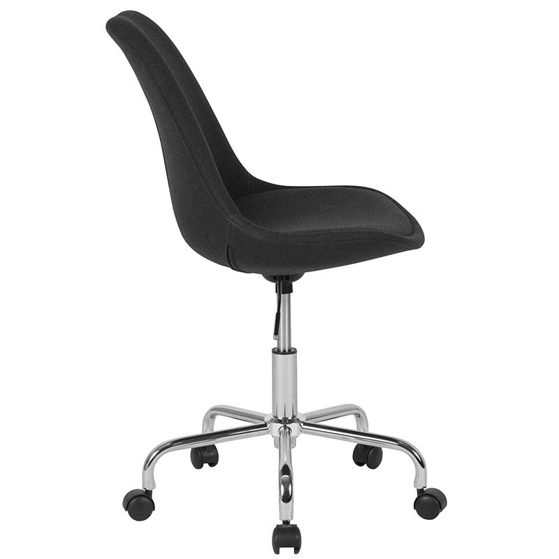 Aurora Series Mid-Back Black Fabric Task Office Chair with Pneumatic Lift and Chrome Base. Picture 2