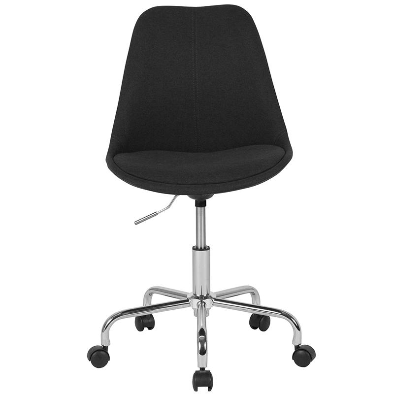 Aurora Series Mid-Back Black Fabric Task Office Chair with Pneumatic Lift and Chrome Base. Picture 4