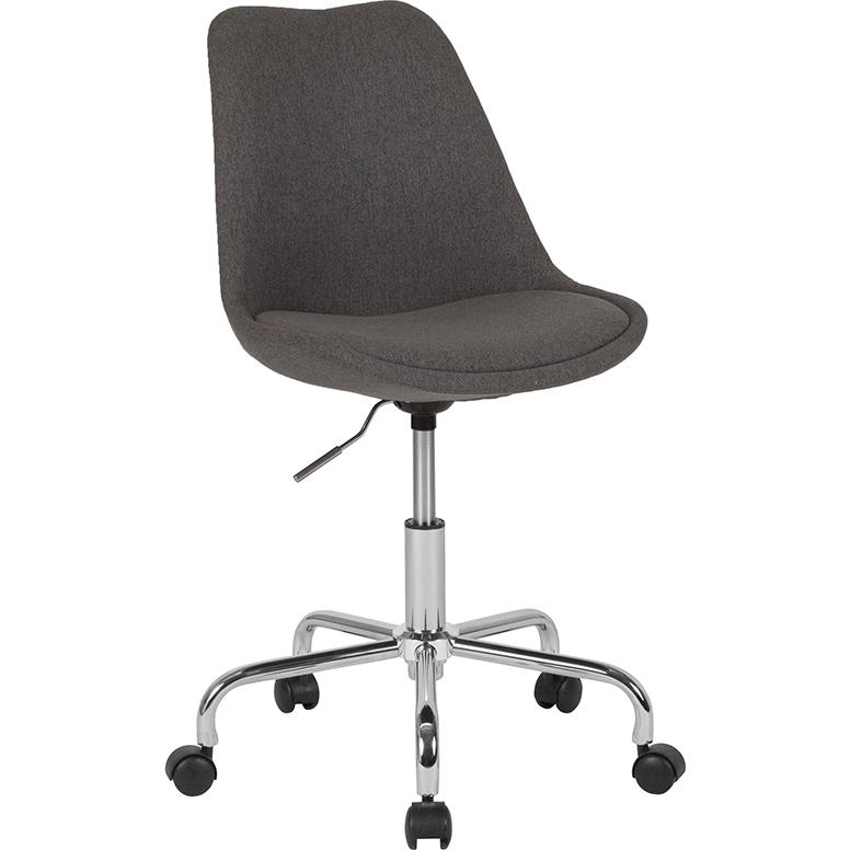 Aurora Series Mid-Back Dark Gray Fabric Task Office Chair with Pneumatic Lift and Chrome Base. Picture 1