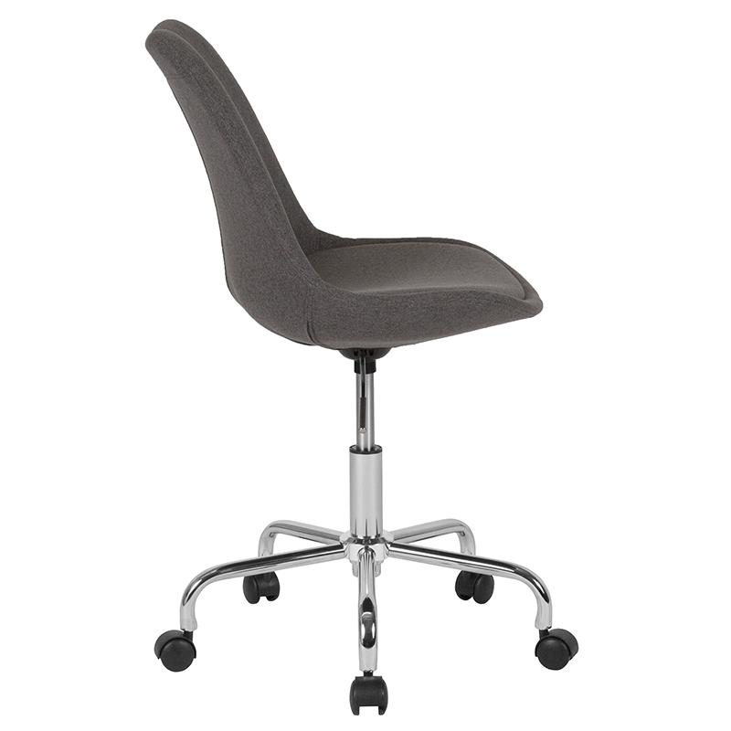Aurora Series Mid-Back Dark Gray Fabric Task Office Chair with Pneumatic Lift and Chrome Base. Picture 2